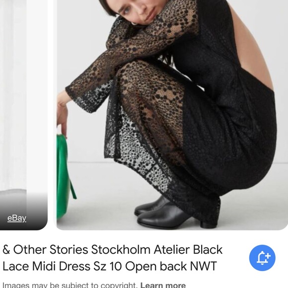 & Other Stories Black Lace Midi Dress - Picture 2 of 8